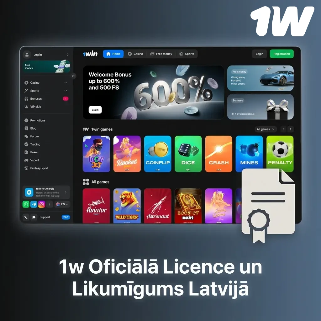 1w Oficiālā Licence un Likumīgums Latvijā